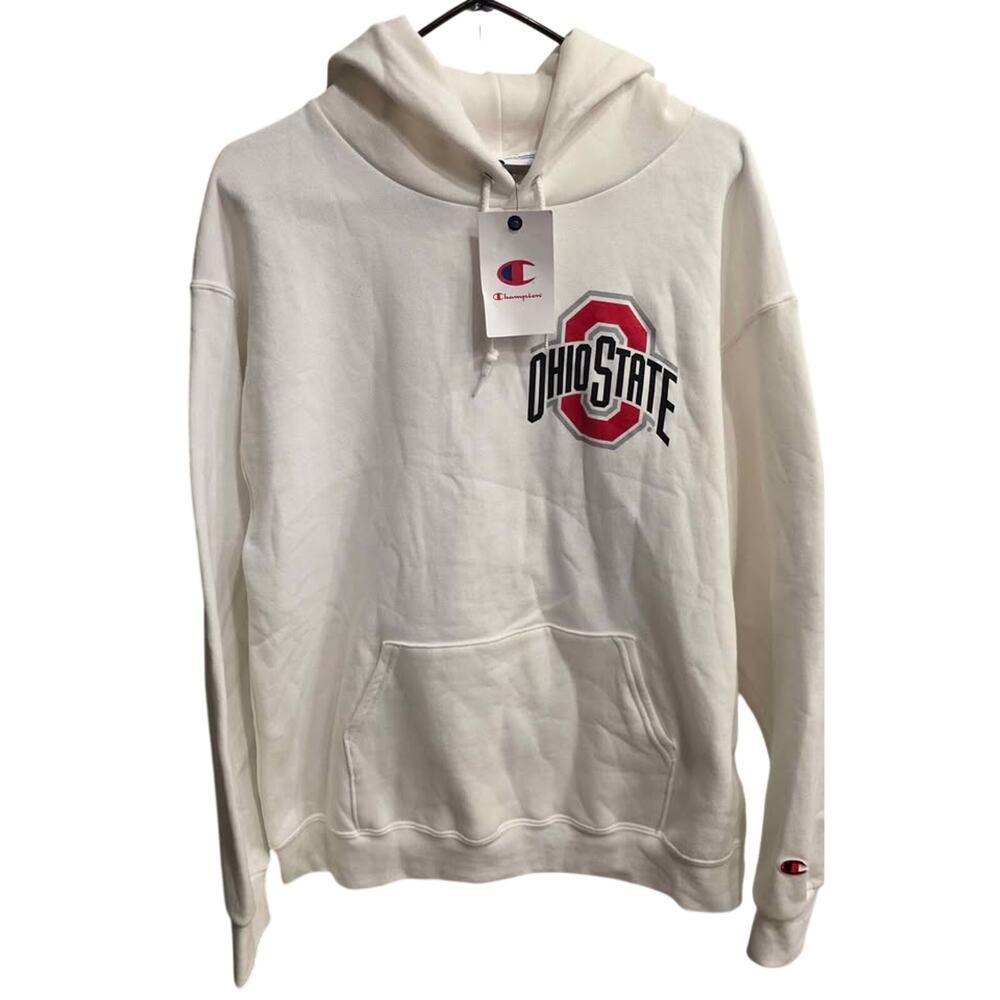 NWT Champion "Buckeye Nation" Ohio State Hoodie - Men's Size Large- White